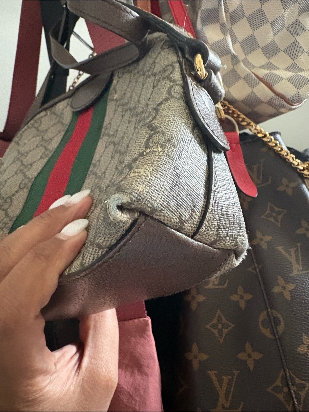 Gucci Ophedia Dome Beige and Brown Crossbody Bag with Red and Green Stripe - Picture 11 of 11